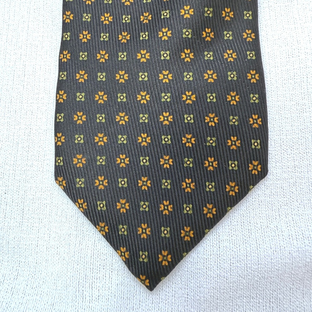 Luciano Barbera Silk Tie Mens OS Brown Pristine Vintage Geometric Made in Italy